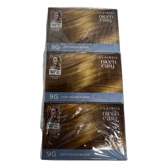 Lot of 3 Clairol Nice'n Easy Permanent Hair Color Cream 9G Light Golden Blonde - Picture 2 of 7